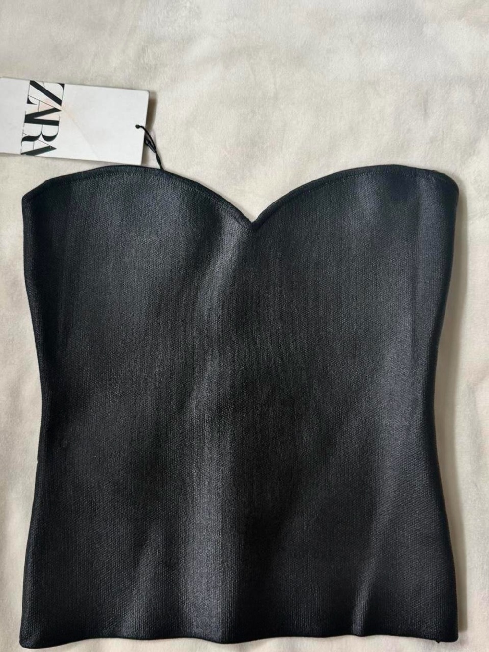 Zara NWT Black Strapless Bustier thick tube top - Picture 2 of 3